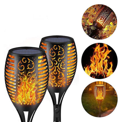 Set 8 x Lampa Solara Tip Torta cu Efect Flacara, Iluminare LED, Rezistente la Apa, Design Decorativ pentru Gradina si Alei