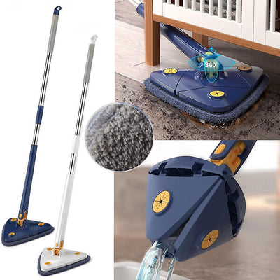Mop Triunghiular CleanMaster cu Rotire 360° – Cap Reglabil, Microfibra Absorbanta, Ideal pentru Colturi si Sub Mobila