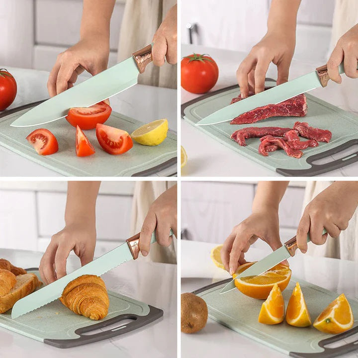 Set 19 Ustensile pentru Bucatarie din Silicon,cu Maner de Lemn si Suport