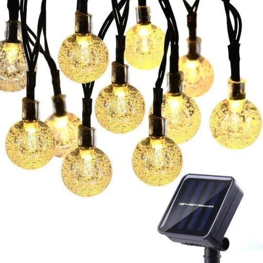 Set 2 x Decoratiune cu Incarcare Solara, 5 Metri, 30 Globulete - Alb Cald