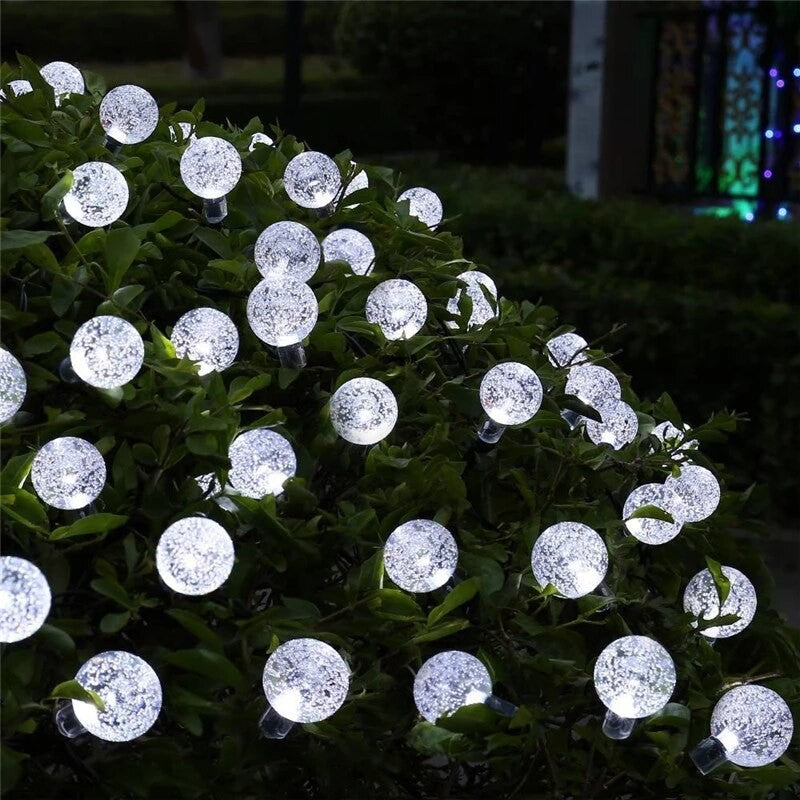 Set 2 x Decoratiune cu Incarcare Solara, 5 Metri, 30 Globulete - Alb Rece