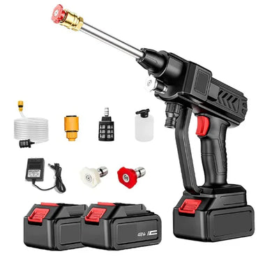 Aparat Profesional Spalat cu Presiune, 2 Acumulatori 48V Portabil, Reincarcabil, Jet Puternic, Kit Complet pentru Curatare Auto si Gradina