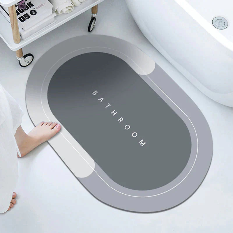 Covor Antiderapant Baie Oval, Material Absorbant, Uscare Rapida, Anti Alunecare, Design Modern Bathroom, 60 cm x 40 cm