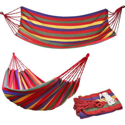 Set 2 x Hamac Textil Multicolor 180x80 cm, Rezistent si Confortabil, Ideal pentru Gradina, Camping si Relaxare in Aer Liber