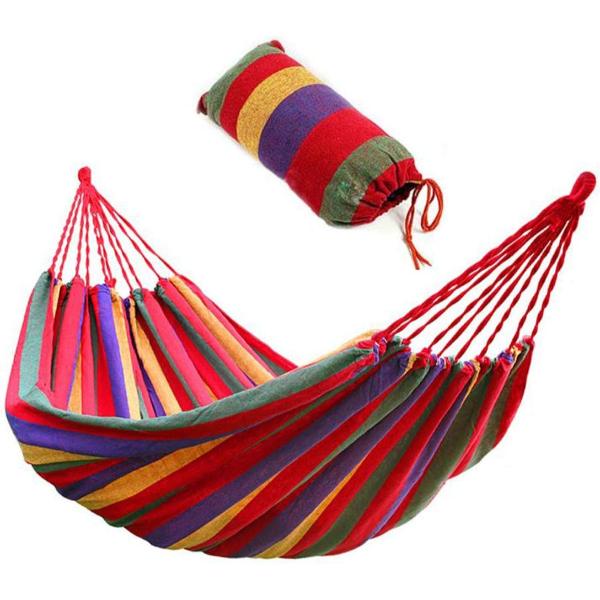 Set 2 x Hamac Textil Multicolor 180x80 cm, Rezistent si Confortabil, Ideal pentru Gradina, Camping si Relaxare in Aer Liber