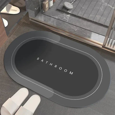 Covor Antiderapant Baie Oval, Material Absorbant, Uscare Rapida, Anti Alunecare, Design Modern Bathroom, 60 cm x 40 cm