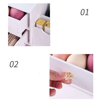 Organizator Cosmetice cu Oglinda si Sertare, Suport Machiaj Multifunctional, Design Elegant Alb, 40 x 20 cm