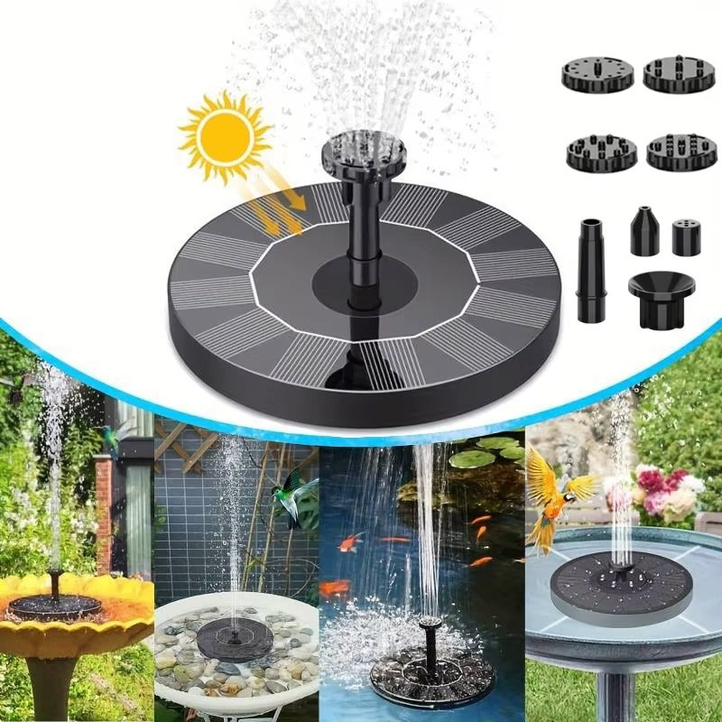 Fantana Arteziana Solara pentru Gradina, Pompa Apa cu Panou Solar, 6 Capete Jet, Fara Baterii
