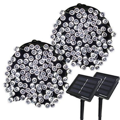 Set 2 x Decoratiune cu Incarcare Solara 100 LED, 10 Metri - Alb Rece