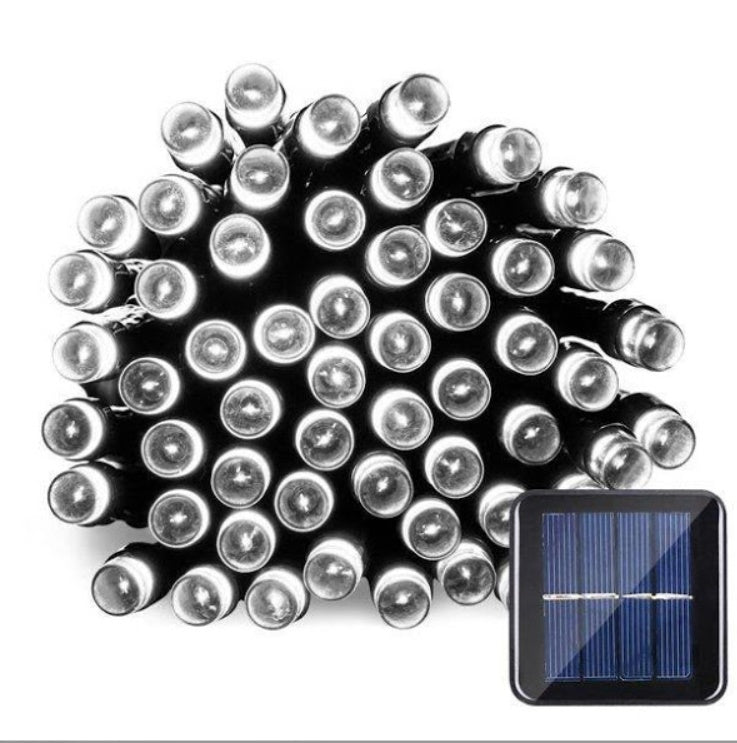 Set 2 x Decoratiune cu Incarcare Solara 100 LED, 10 Metri - Alb Rece