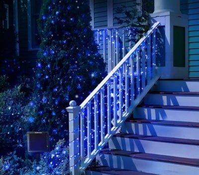 Set 2 x Decoratiune cu Incarcare Solara 100 LED, 10 Metri - Albastru