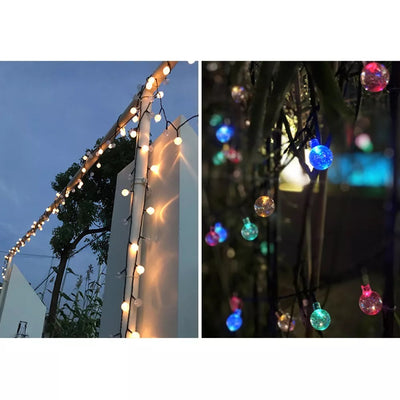 Decoratiune cu Incarcare Solara, 5 Metri, 30 Globulete - Multicolora