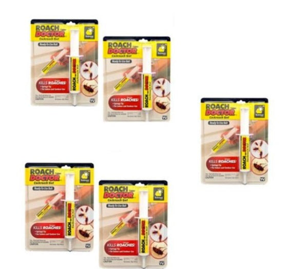 Set 5 x Gel Profesional Roach Doctor Anti Gandaci, Formula Concentrata cu Aplicare Precisa, Solutie Eficienta pentru Bucatarie, Baie si Locuinta