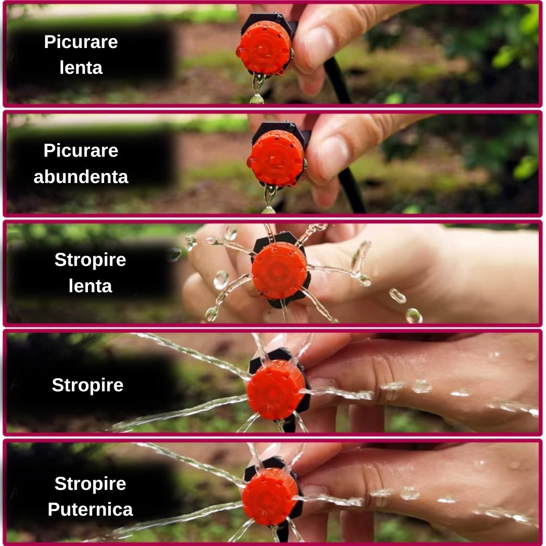 Sistem de Irigare Automatizat 10M Kit Complet 4/7 mm – Furtun Irigare, Duze Reglabile, Conectori Inclusi, Udare Automata Plante si Ghivece