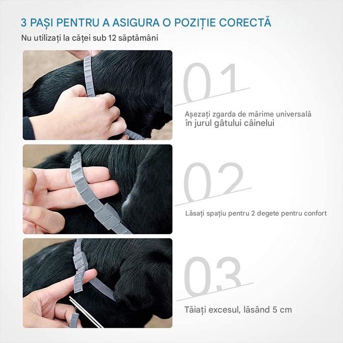 Zgarda Antiparazitara pentru Caini si Pisici, Protectie 8 Luni, Impotriva Puricilor si Capuselor, Reglabila 38 cm, Rezistenta la Apa
