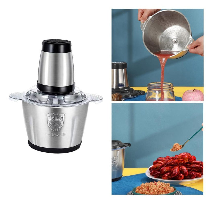 Tocator Electric 1000W, Bol Inox 3 Litri, 4 Lame din Otel Inoxidabil, Motor Puternic, Ideal Carne, Legume si Fructe, Usor de Curatat