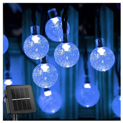 Decoratiune cu Incarcare Solara, 5 Metri, 30 Globulete - Albastru