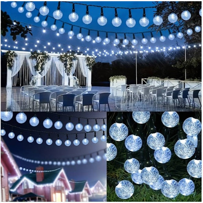 Decoratiune cu Incarcare Solara, 5 Metri, 30 Globulete - Albastru