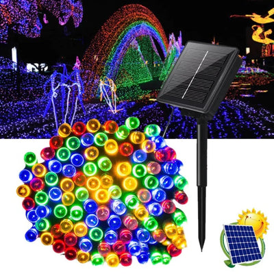 Decoratiune cu Incarcare Solara, 50 metri, 500 led - Multicolora + CADOU