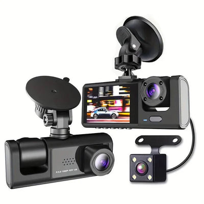 Camera Auto 3 in 1 Premium, Full HD 1080P, Tripla Inregistrare Fata Interior Spate, Night Vision, G-Sensor, Siguranta Completa in Trafic