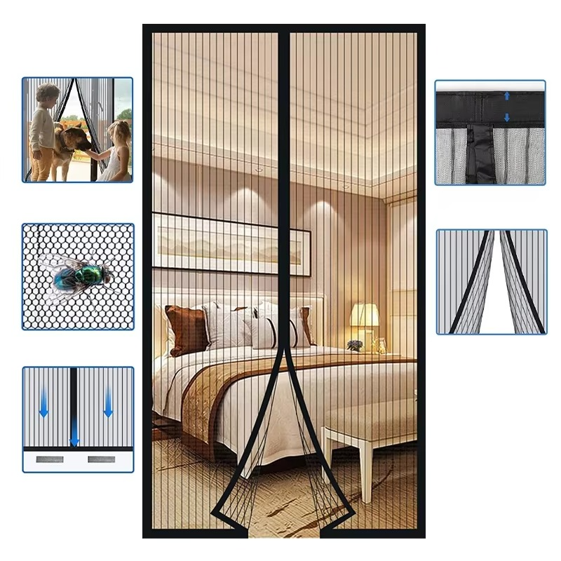 Plasa Anti-Insecte Magnetica pentru Usa, Inchidere Automata, Montaj Rapid, Protectie Impotriva Tantari si Insecte