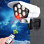 Set 2 x Camera Falsa cu Lampa Solara 77 LED, Senzor Miscare, Telecomanda, Efect Real de Supraveghere, Protectie Exterior