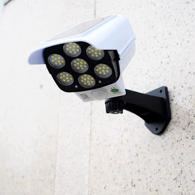 Set 2 x Camera Falsa cu Lampa Solara 77 LED, Senzor Miscare, Telecomanda, Efect Real de Supraveghere, Protectie Exterior