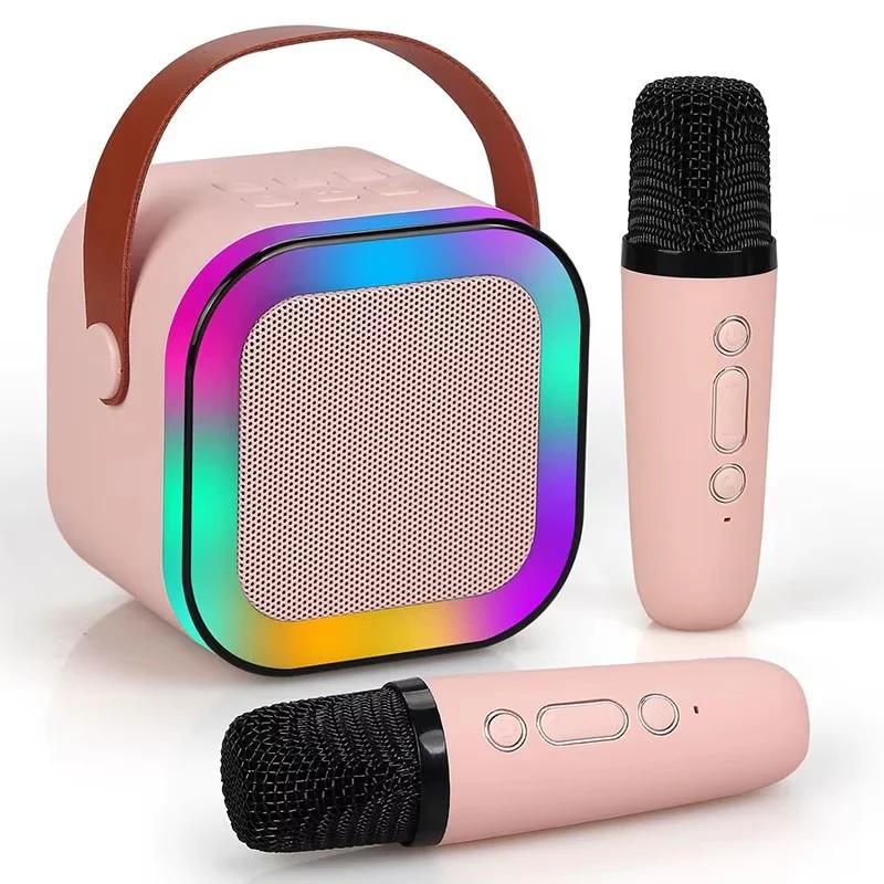 Boxa Portabila Bluetooth cu 2 Microfoane Wireless, Karaoke Set Complet, Lumini LED RGB, Ideal pentru Petreceri si Copii