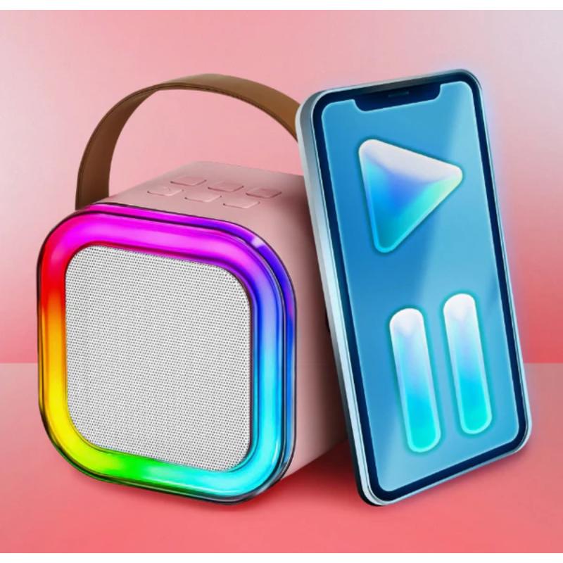 Boxa Portabila Bluetooth cu 2 Microfoane Wireless, Karaoke Set Complet, Lumini LED RGB, Ideal pentru Petreceri si Copii