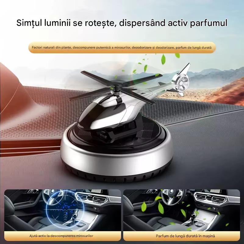 Difuzor Auto Aromaterapie Solar Tip Elicopter, Rotire Automata 360°, 4 Panouri Solare, Parfum Natural 10 ml Inclus