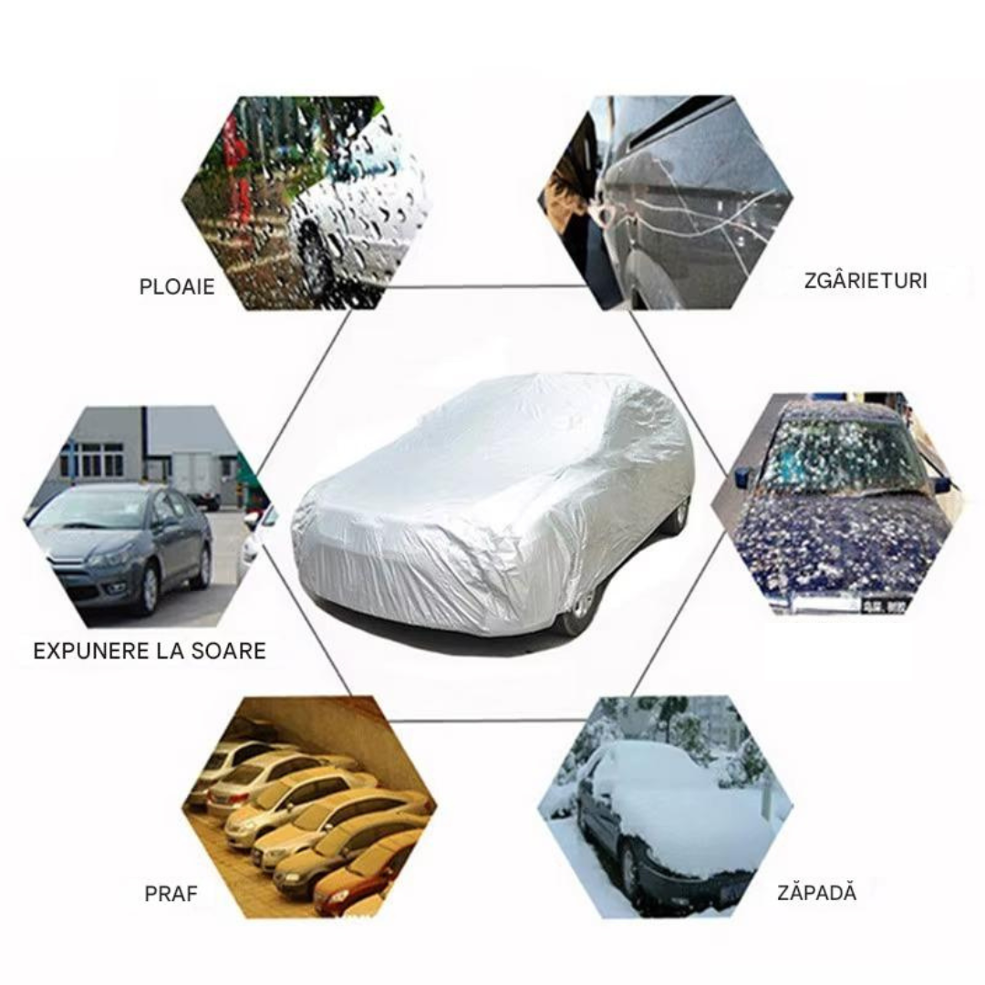 Husa Protectie Auto XL Impermeabila, Rezistenta UV, Anti Praf, Anti Zgarieturi, pentru Exterior si Interior, Protectie Completa Masina
