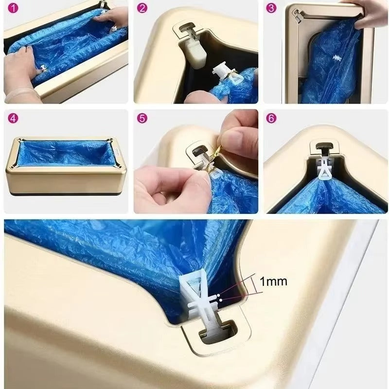 Dispenser Automat pentru Acoperit Incaltaminte+ 100 Pungi Cadou, Aparat Protectie Incaltaminte, Usor de Folosit, pentru Casa, Birou, Clinici