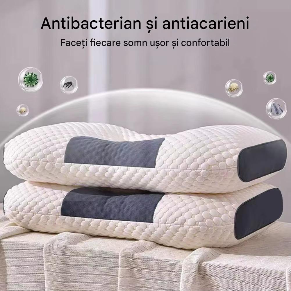 Set 2 x Perna Ergonomica Antialergica, Antibacteriana si Antiacarieni, Suport pentru Gat si Coloana, Confort Maxim pentru Somn Odihnitor