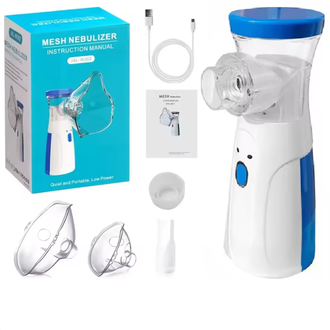Aparat Aerosoli Portabil cu 2 Moduri Nebulizare, Nebulizator Silentios, Baterie Reincarcabila, Masca Inclusa, Ideal Copii si Adulti