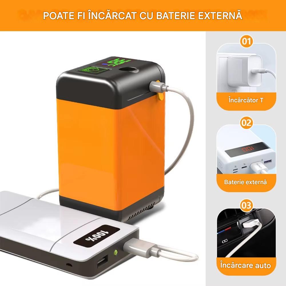 Dus Portabil Electric cu Afisaj Digital, Pompa Submersibila, 3 Moduri Jet, Baterie Reincarcabila, Autonomie 110 Minute, Furtun 2m