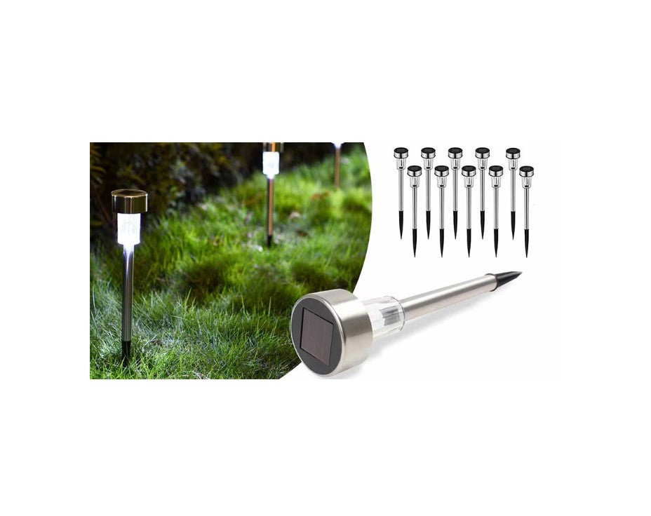Set 10 x lampa solara LED gradina tip Tarus– iluminat Exterior Solar, Rezistenta la Apa, Lumina Automata, Decor Curte, Gazon, Terasa