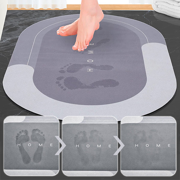 Covor Antiderapant Baie Oval, Material Absorbant, Uscare Rapida, Anti Alunecare, Design Modern Bathroom, 60 cm x 40 cm