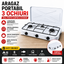 Aragaz Portabil cu 3 Arzatoare, 5.4 kW, din Otel Inoxidabil, Aprindere Manuala – Control Individual Flacara, Ideal pentru Camping si Exterior