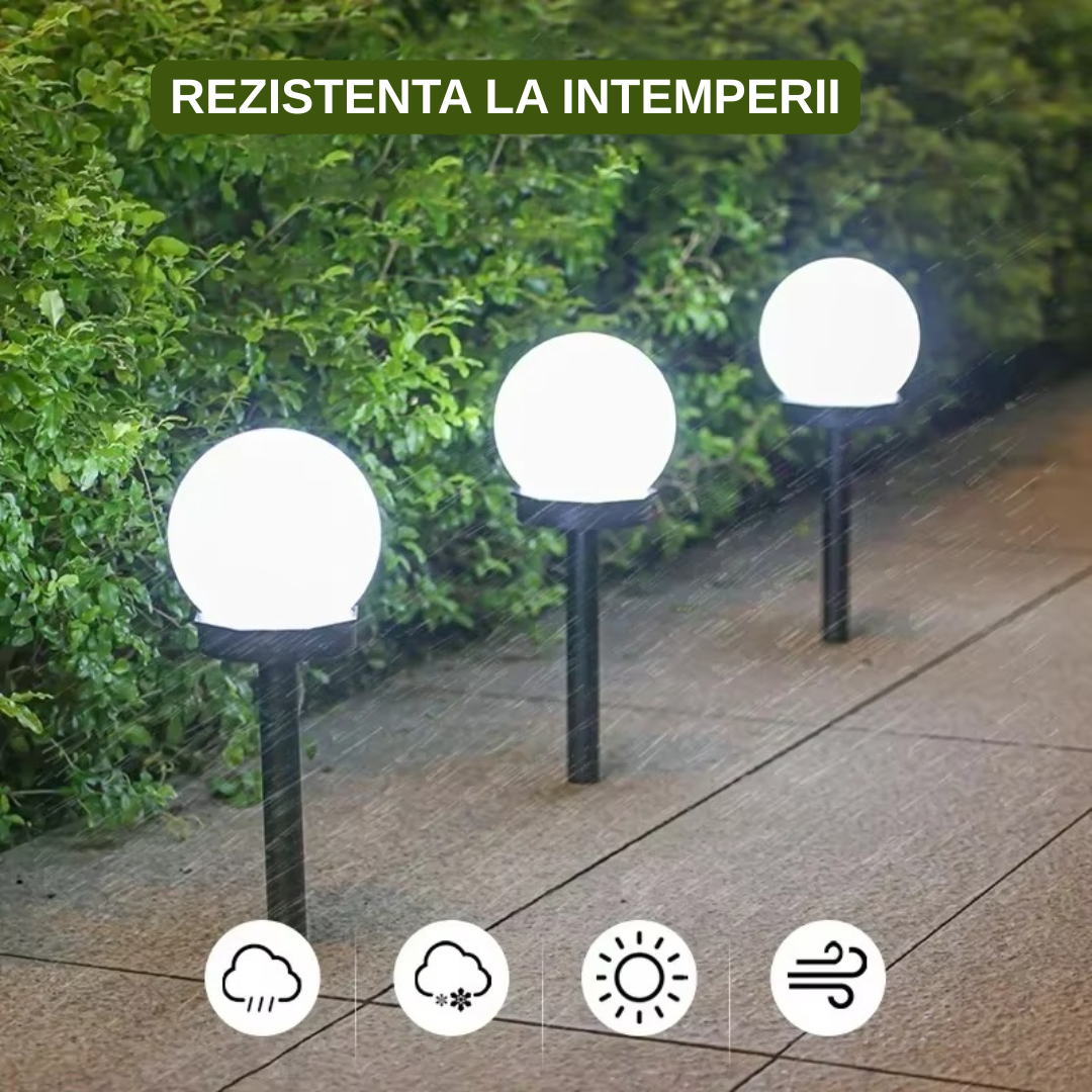 Set 8 x Lampa Solara LED Gradina tip Glob – Iluminat Exterior Premium fara Cabluri, Rezistenta la Apa, Lumina Ambientala Automata