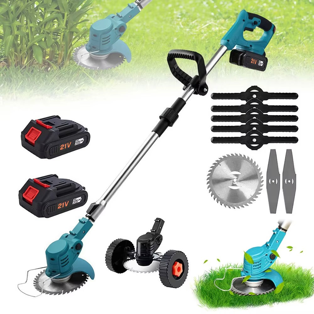 Motocoasa Electrica Profesionala cu 2 Acumulatori 48V – 13000 mAh, 20000 RPM – Masina Tuns Gazon, Disc Metalic, Lame, Accesorii Complete, pentru Gradina si Curte