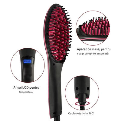 Perie Electrica pentru Indreptat Parul Simply Straight Artifact – Perie Incalzita pentru Styling Rapid, Antistatica, Pentru Par Drept si Stralucitor