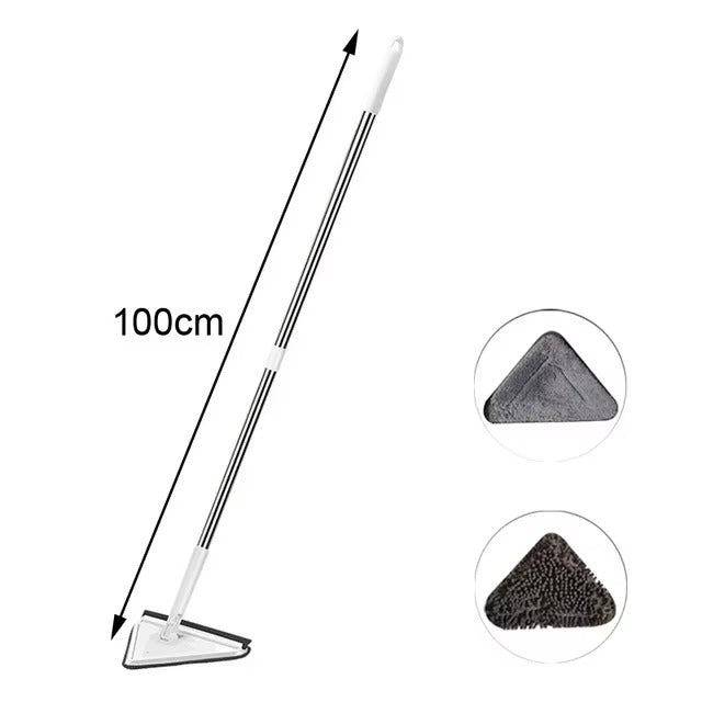 Mop Triunghiular CleanMaster cu Rotire 360° – Cap Reglabil, Microfibra Absorbanta, Ideal pentru Colturi si Sub Mobila