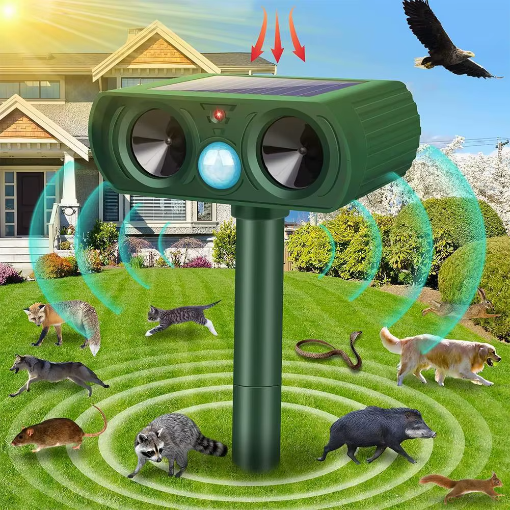 Dispozitiv Anti Daunatori Solar cu Ultrasunete , Repeller pentru Animale si Pasari, Rezistent la Apa, Protectie Gradina