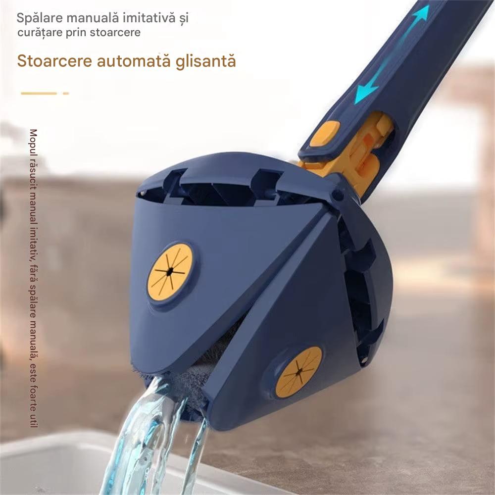 Mop Triunghiular CleanMaster cu Rotire 360° – Cap Reglabil, Microfibra Absorbanta, Ideal pentru Colturi si Sub Mobila