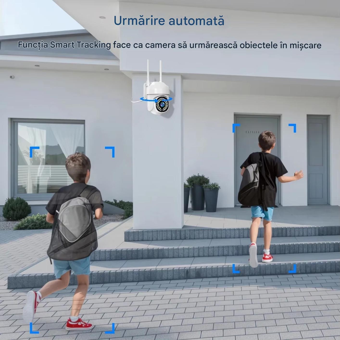 Set 2 x Camera Supraveghera WiFi 5MP Jortan 32 Leduri– Night Vision Color, Urmarire Automata, Audio Bidirectional + 2 Carduri 32GB Incluse
