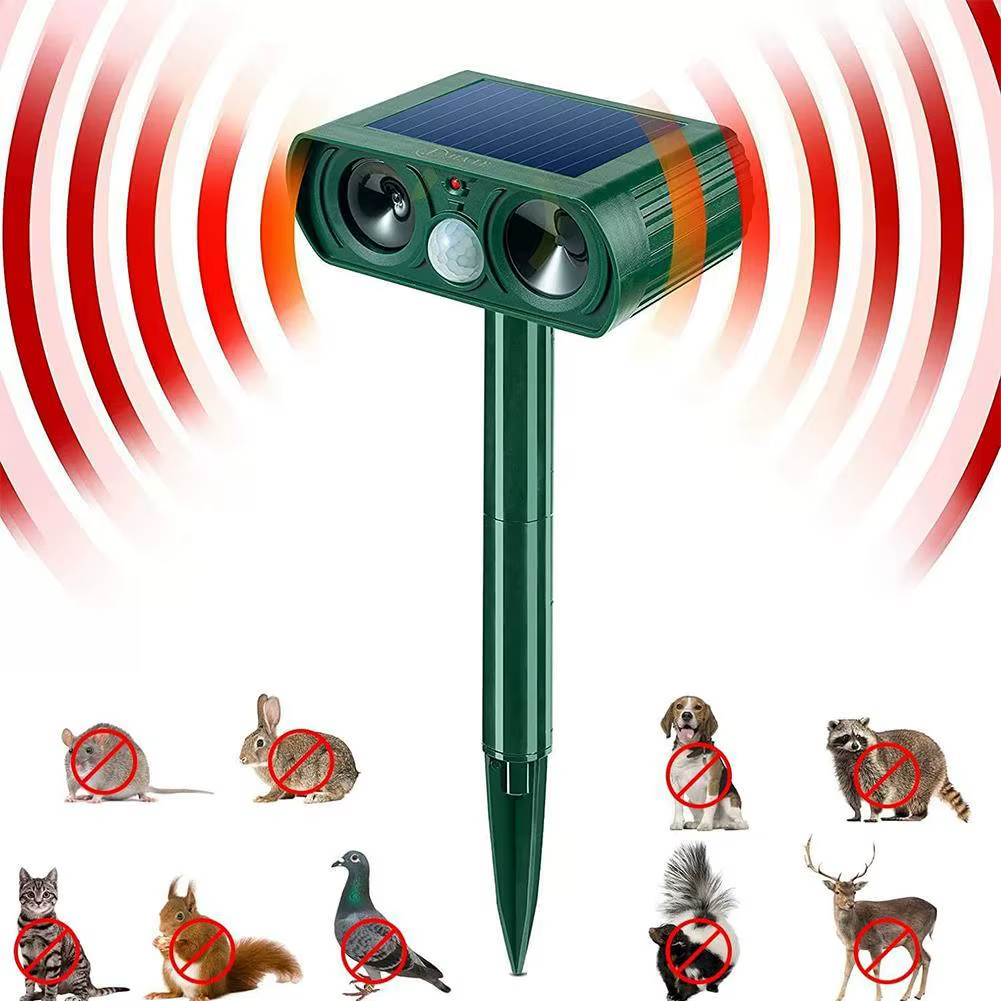 Dispozitiv Anti Daunatori Solar cu Ultrasunete , Repeller pentru Animale si Pasari, Rezistent la Apa, Protectie Gradina
