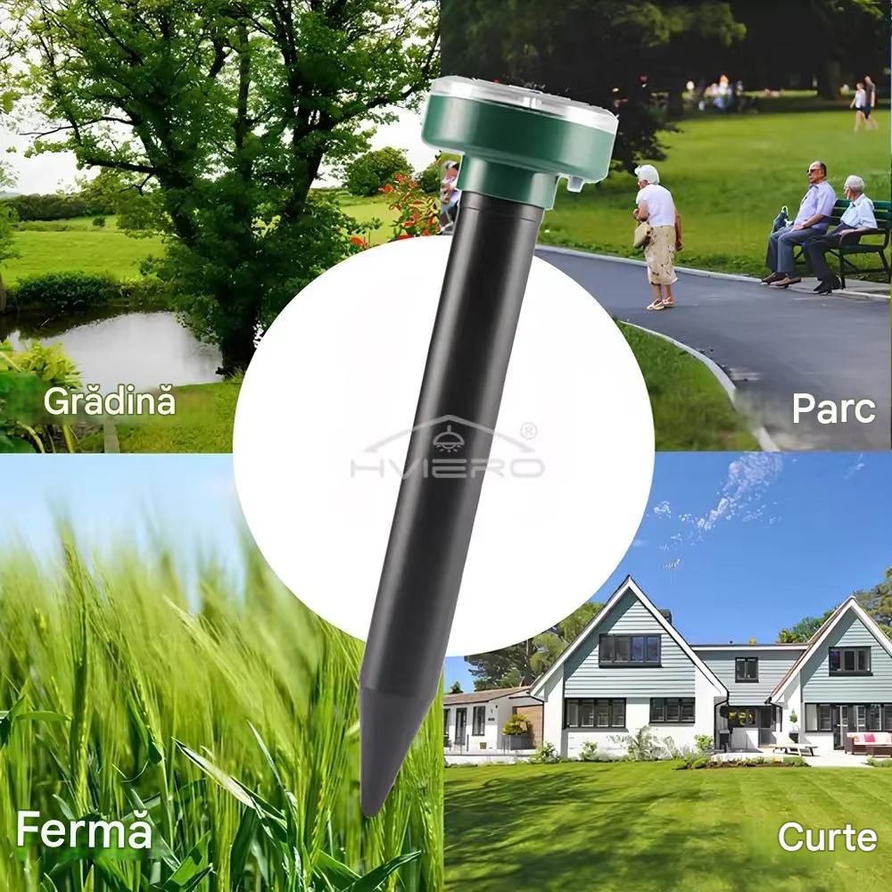 Set 4 x Aparat Solar Anti Cartite si Rozatoare – Dispozitiv Ultrasonic Gradina, Repelent Daunatori, Protectie Gazon, Curte, Fara Chimicale