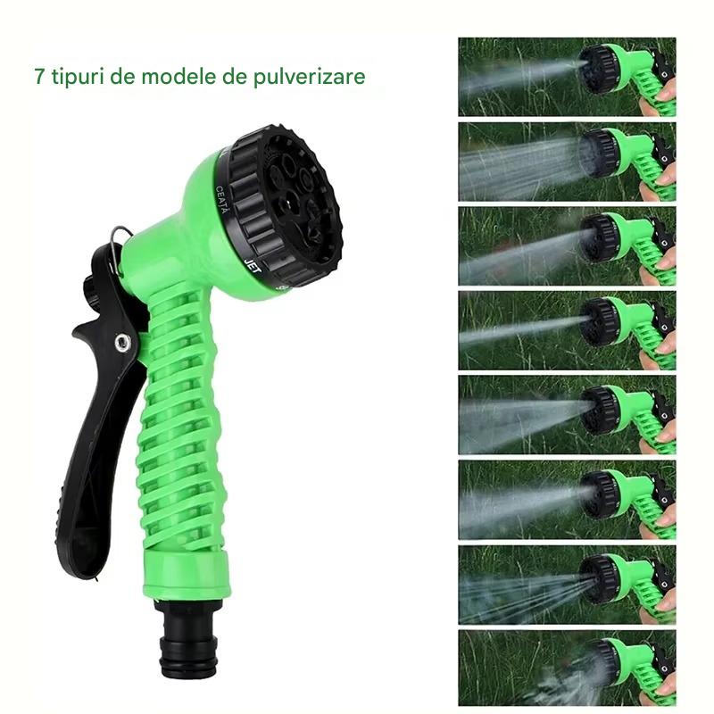 Furtun Extensibil 30m cu Pistol Multifunctional 7 Moduri de Stropire – Furtun Gradina Flexibil, Compact, Rezistent