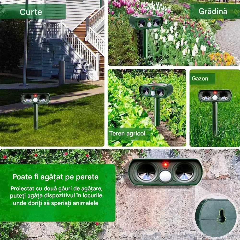 Dispozitiv Anti Daunatori Solar cu Ultrasunete , Repeller pentru Animale si Pasari, Rezistent la Apa, Protectie Gradina