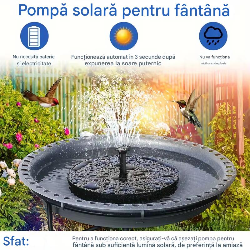 Fantana Arteziana Solara pentru Gradina, Pompa Apa cu Panou Solar, 6 Capete Jet, Fara Baterii